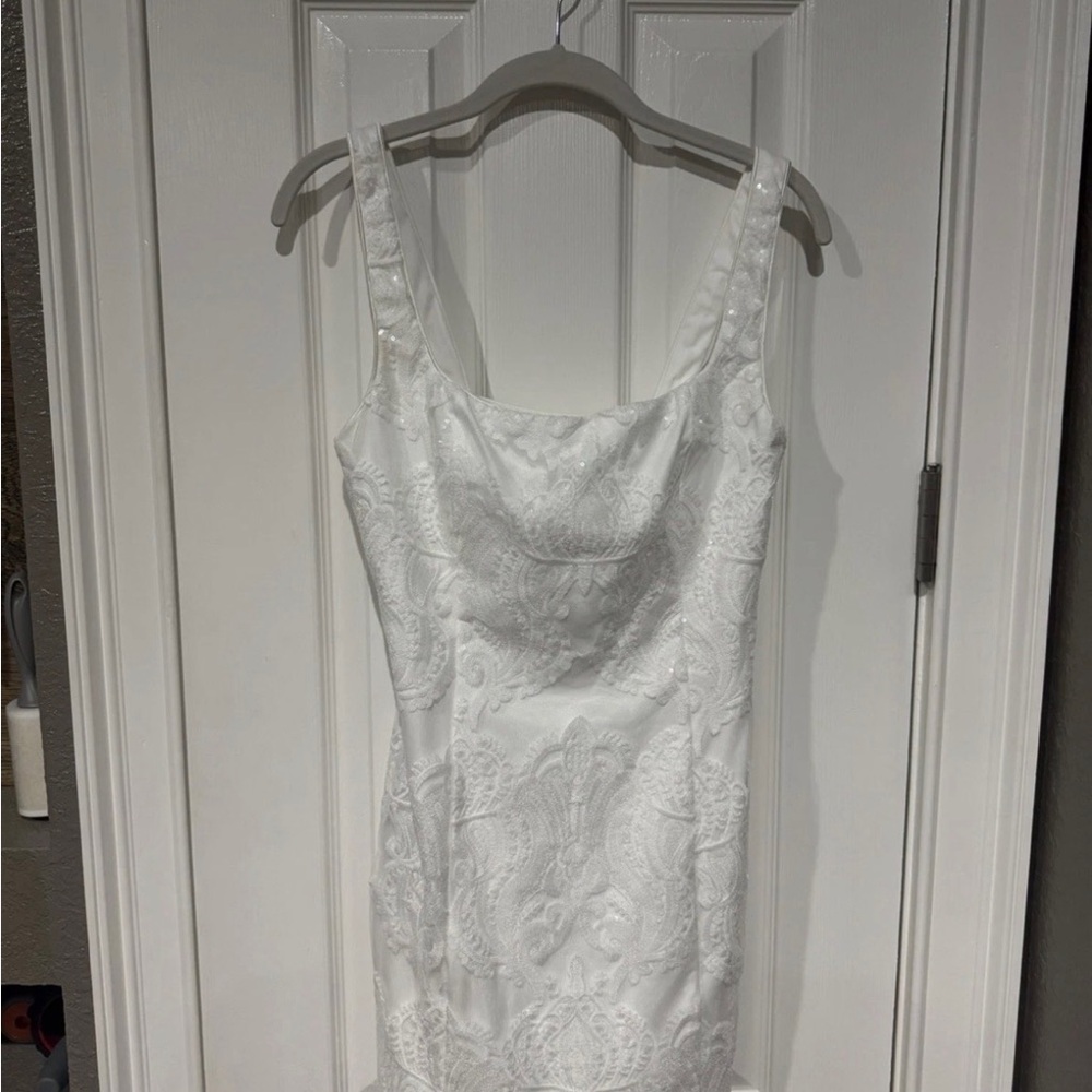 Lulu's Elegant Ivory Lace Mini Dress